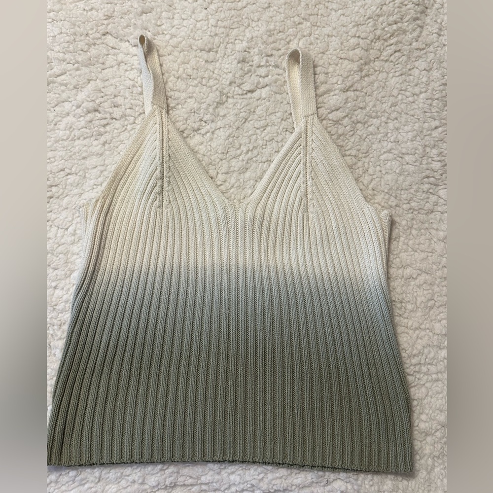 It's Our Time Ribbed Camisole Cream and Green
